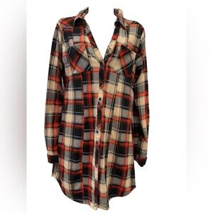 Passport Plaid Button-Up Pajama Shirt size medium